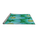 Sideview of Machine Washable Transitional Bright Turquoise Blue Rug, wshpat3102lblu