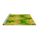 Sideview of Machine Washable Transitional Green Rug, wshpat3102yw