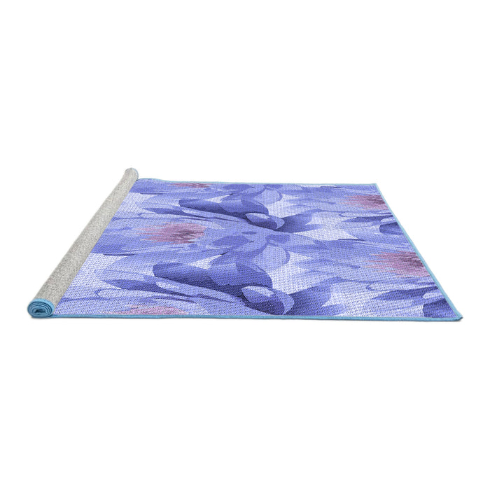 Sideview of Machine Washable Transitional Jeans Blue Rug, wshpat3103blu