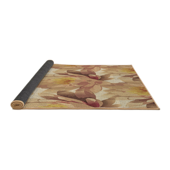 Thickness of Patterned Yellow Orange Rug, pat3103brn