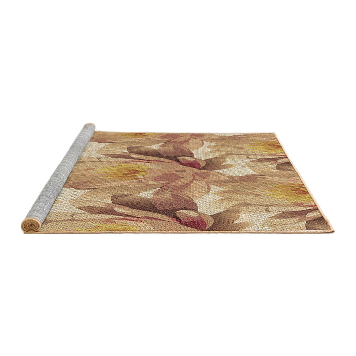 Sideview of Machine Washable Transitional Yellow Orange Rug, wshpat3103brn