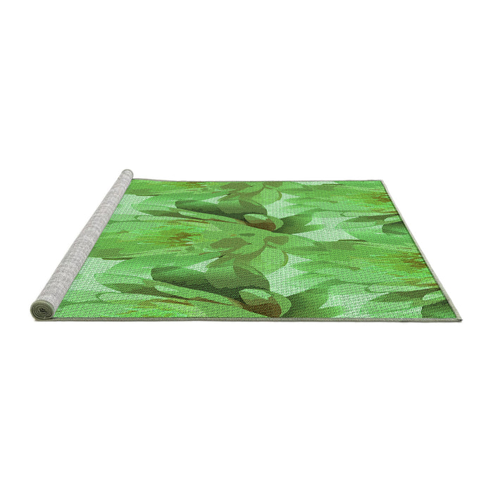 Sideview of Machine Washable Transitional Emerald Green Rug, wshpat3103grn