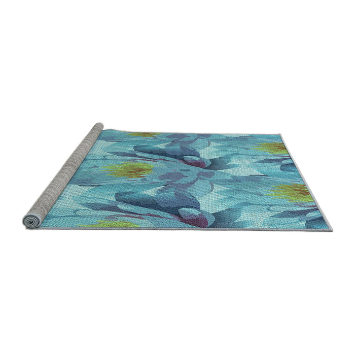 Sideview of Machine Washable Transitional Blue Ivy Blue Rug, wshpat3103lblu