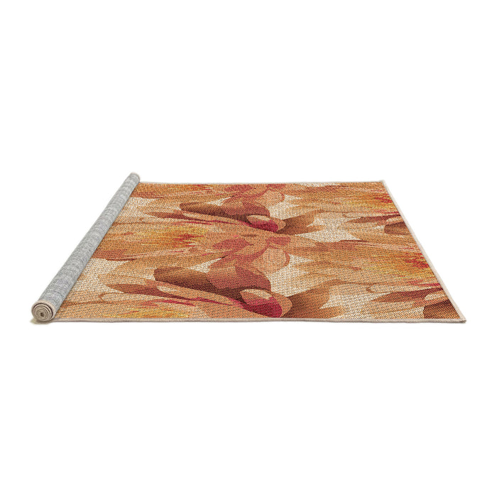 Sideview of Machine Washable Transitional Yellow Orange Rug, wshpat3103org