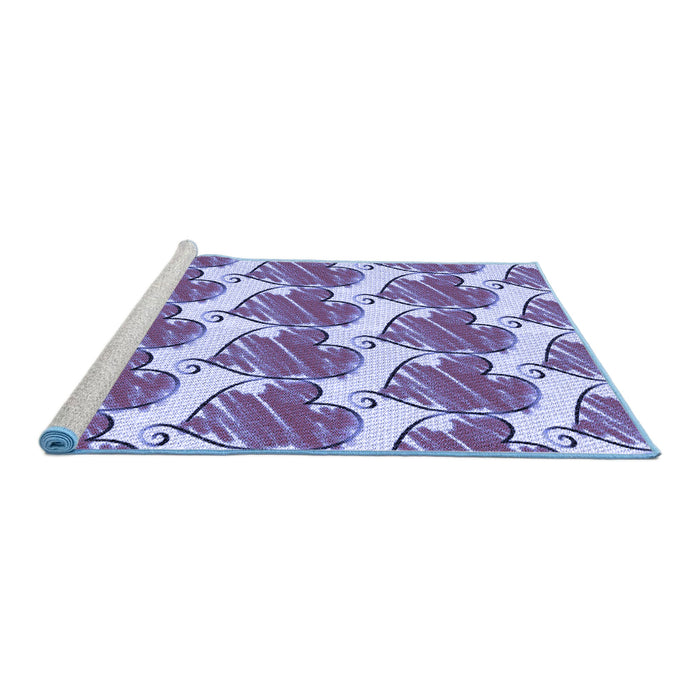 Sideview of Machine Washable Transitional Blue Rug, wshpat3104blu