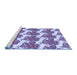 Sideview of Machine Washable Transitional Blue Rug, wshpat3104blu