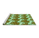 Sideview of Machine Washable Transitional Olive Green Rug, wshpat3104grn