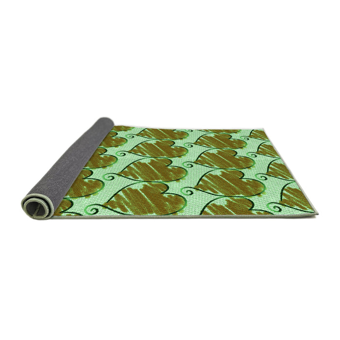 Thickness of Patterned Olive Green Rug, pat3104grn