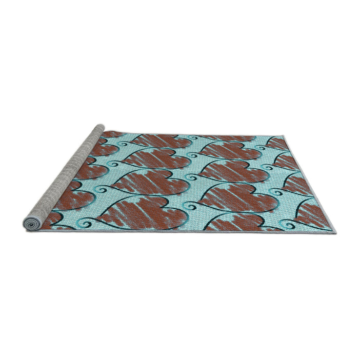Sideview of Machine Washable Transitional Sky Blue Rug, wshpat3104lblu