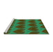 Sideview of Machine Washable Transitional Army Green Rug, wshpat3106grn