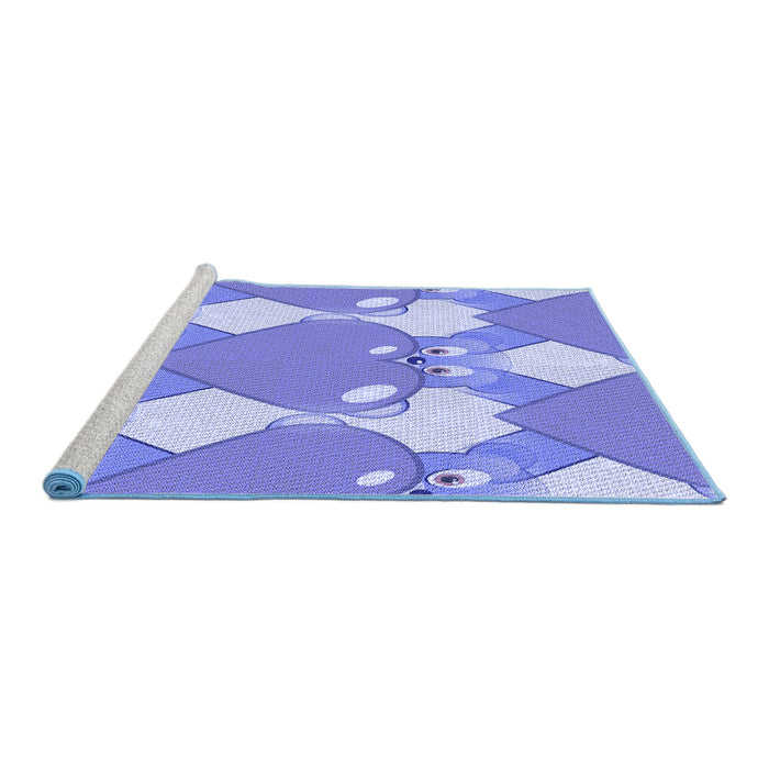 Sideview of Machine Washable Transitional Jeans Blue Rug, wshpat3107blu