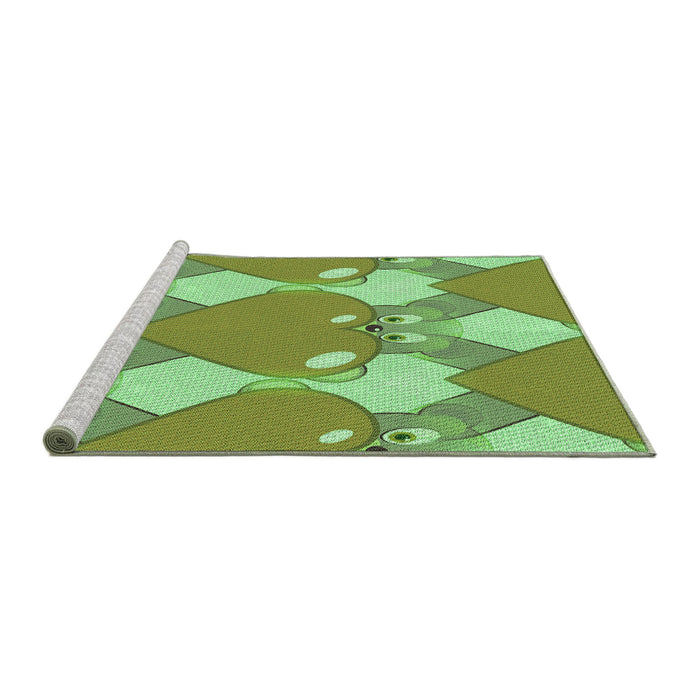 Sideview of Machine Washable Transitional Green Rug, wshpat3107grn