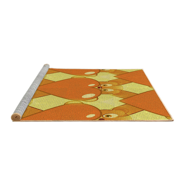 Sideview of Machine Washable Transitional Orange Red Orange Rug, wshpat3107yw