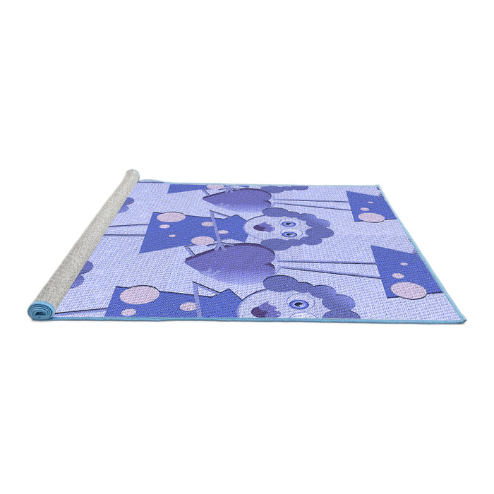 Sideview of Machine Washable Transitional Blue Rug, wshpat3108blu