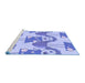 Sideview of Machine Washable Transitional Blue Rug, wshpat3108blu