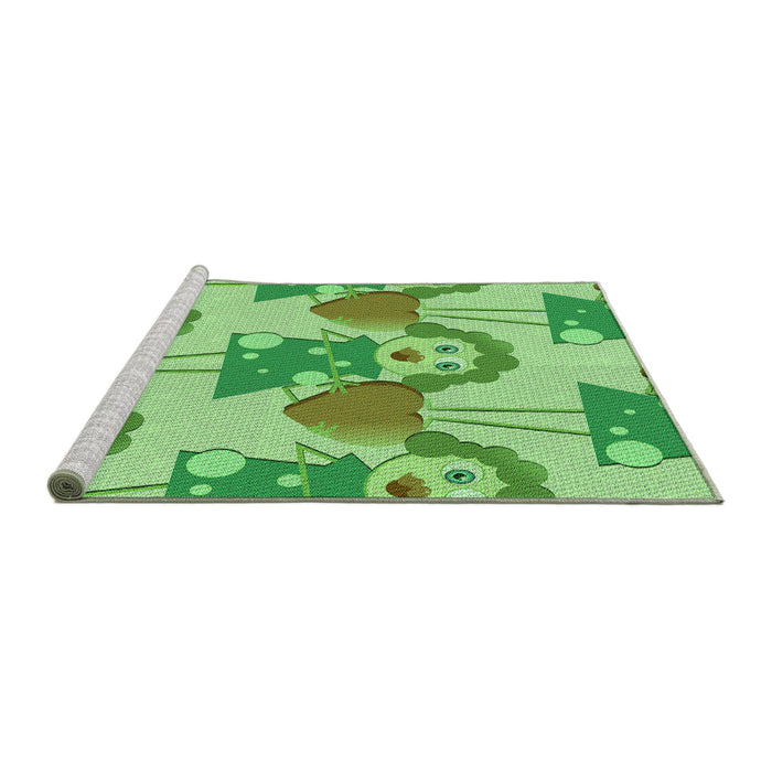 Sideview of Machine Washable Transitional Dark Lime Green Rug, wshpat3108grn