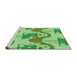 Sideview of Machine Washable Transitional Dark Lime Green Rug, wshpat3108grn