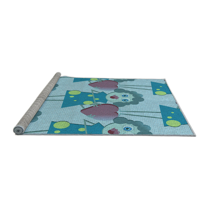 Sideview of Machine Washable Transitional Glacial Blue Ice Blue Rug, wshpat3108lblu
