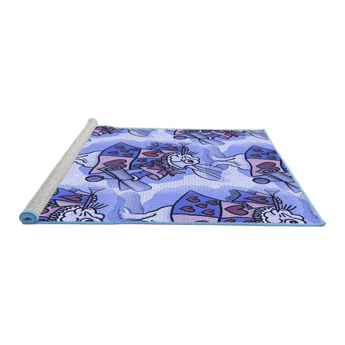 Sideview of Machine Washable Transitional Deep Periwinkle Purple Rug, wshpat3109blu
