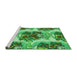 Sideview of Machine Washable Transitional Green Rug, wshpat3109grn