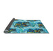 Thickness of Patterned Greenish Blue Green Rug, pat3109lblu