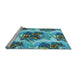 Sideview of Machine Washable Transitional Greenish Blue Green Rug, wshpat3109lblu