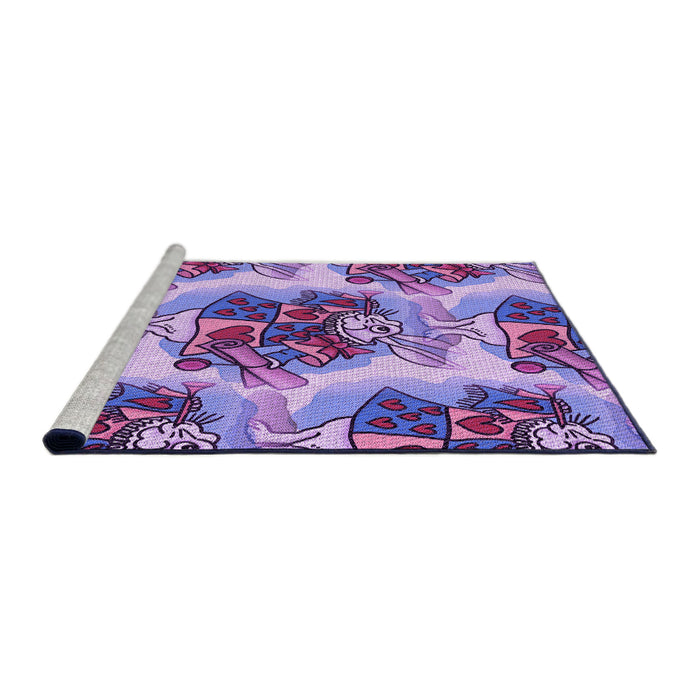 Sideview of Machine Washable Transitional Bright Lilac Purple Rug, wshpat3109pur