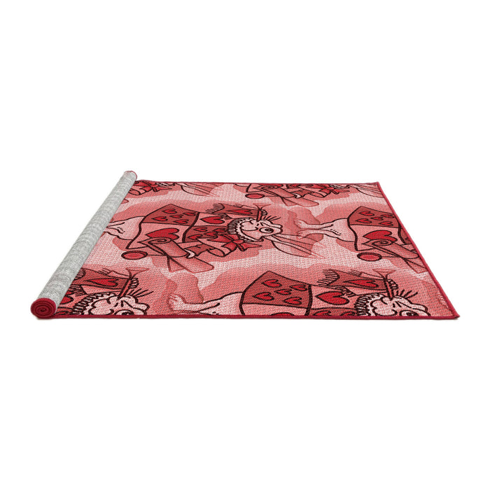 Sideview of Machine Washable Transitional Light Coral Pink Rug, wshpat3109rd