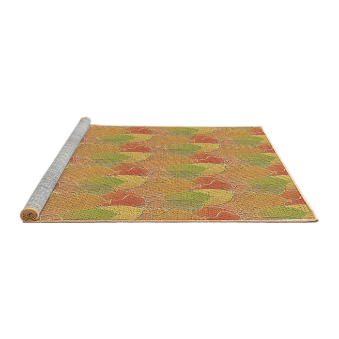 Sideview of Machine Washable Transitional Yellow Rug, wshpat3110brn