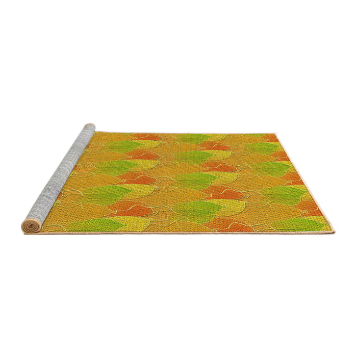 Sideview of Machine Washable Transitional Neon Orange Rug, wshpat3110yw