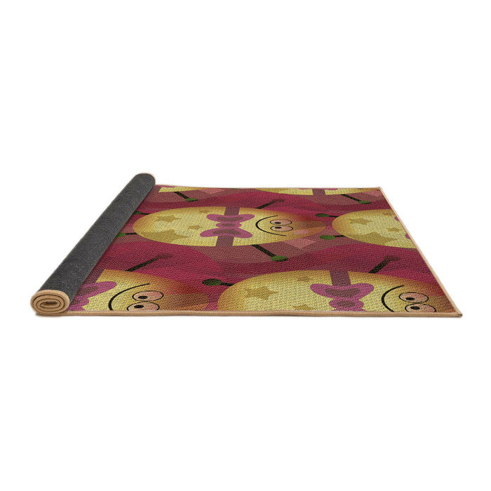 Thickness of Patterned Crimson Red Rug, pat3111brn