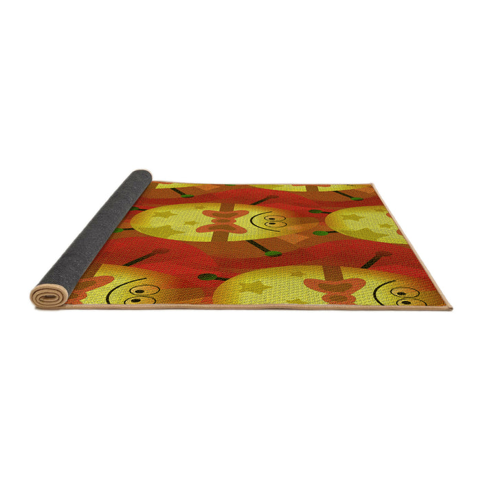 Thickness of Patterned Neon Red Rug, pat3111yw