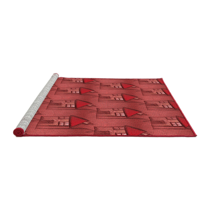 Sideview of Machine Washable Transitional Red Rug, wshpat3112rd