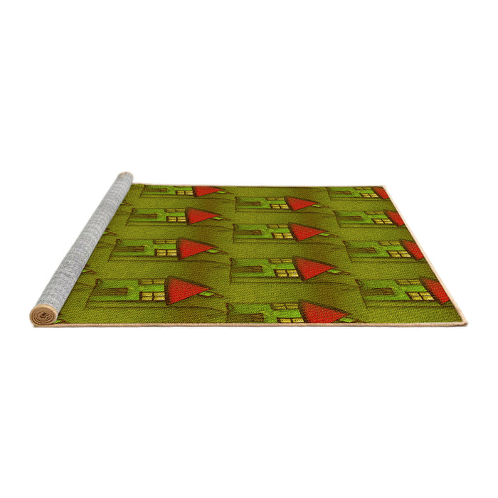 Sideview of Machine Washable Transitional Pistachio Green Rug, wshpat3112yw