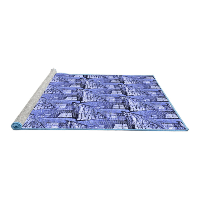 Sideview of Machine Washable Transitional Sky Blue Rug, wshpat3113blu