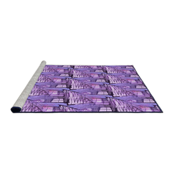 Sideview of Machine Washable Transitional Bright Lilac Purple Rug, wshpat3113pur