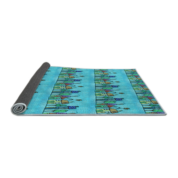 Thickness of Patterned Deep-Sea Green Rug, pat3114lblu