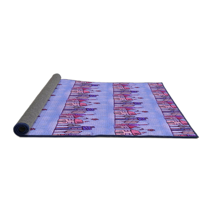 Thickness of Patterned Purple Violet Purple Rug, pat3114pur