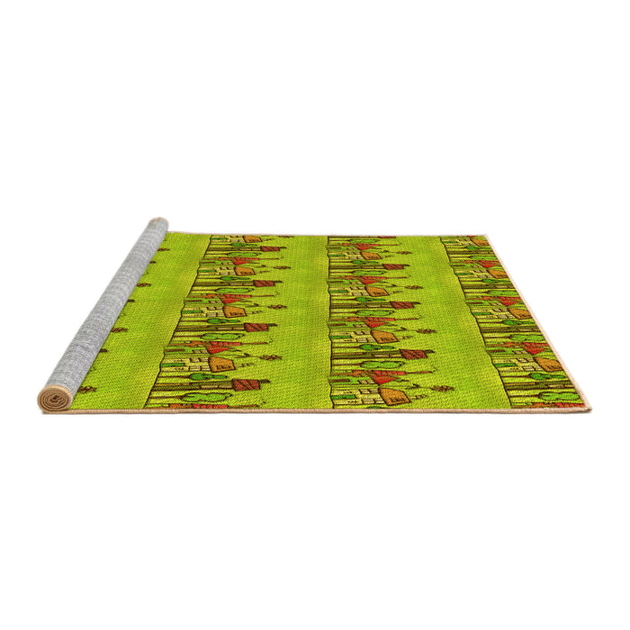 Sideview of Machine Washable Transitional Dark Yellow Green Rug, wshpat3114yw