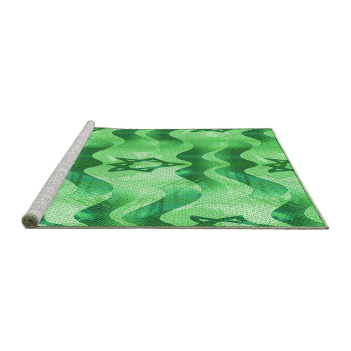 Sideview of Machine Washable Transitional Green Rug, wshpat3115grn