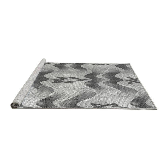 Sideview of Machine Washable Transitional Silver Gray Rug, wshpat3115gry