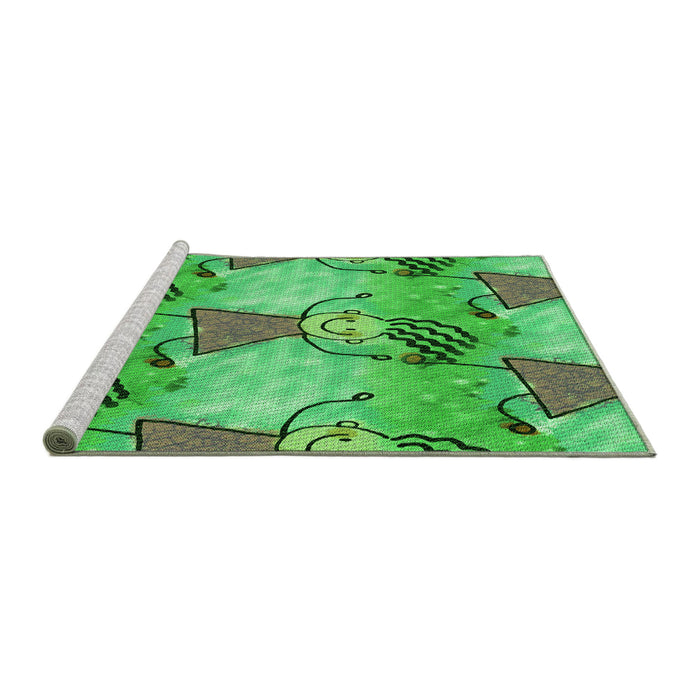 Sideview of Machine Washable Transitional Dark Lime Green Rug, wshpat3116grn
