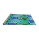 Sideview of Machine Washable Transitional Turquoise Green Rug, wshpat3116lblu