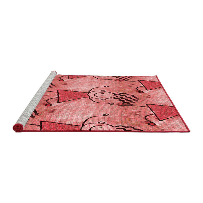 Sideview of Machine Washable Transitional Light Coral Pink Rug, wshpat3116rd