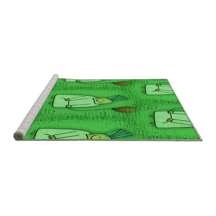 Sideview of Machine Washable Transitional Neon Green Rug, wshpat3117grn