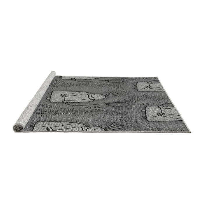 Sideview of Machine Washable Transitional Gunmetal Gray Rug, wshpat3117gry