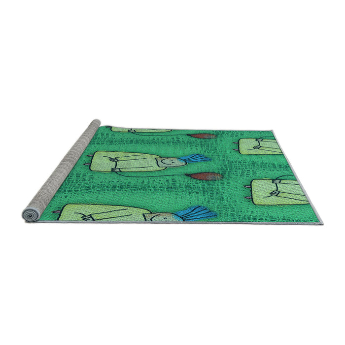 Sideview of Machine Washable Transitional Lime Mint Green Rug, wshpat3117lblu