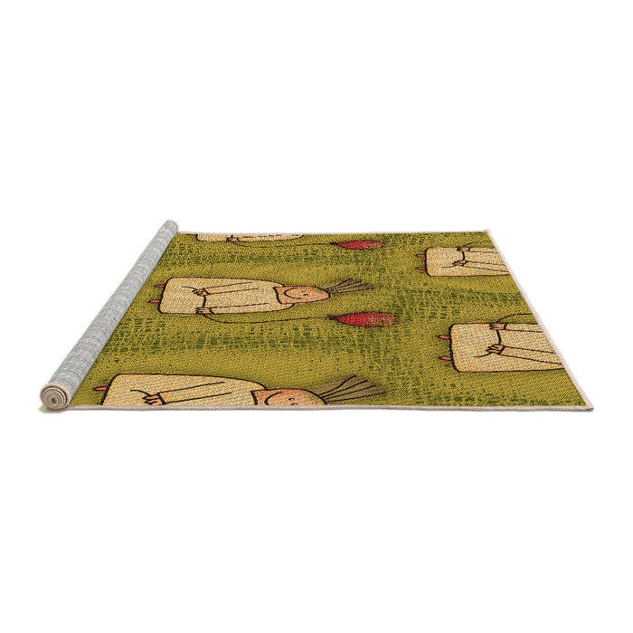 Sideview of Machine Washable Transitional Yellow Rug, wshpat3117org