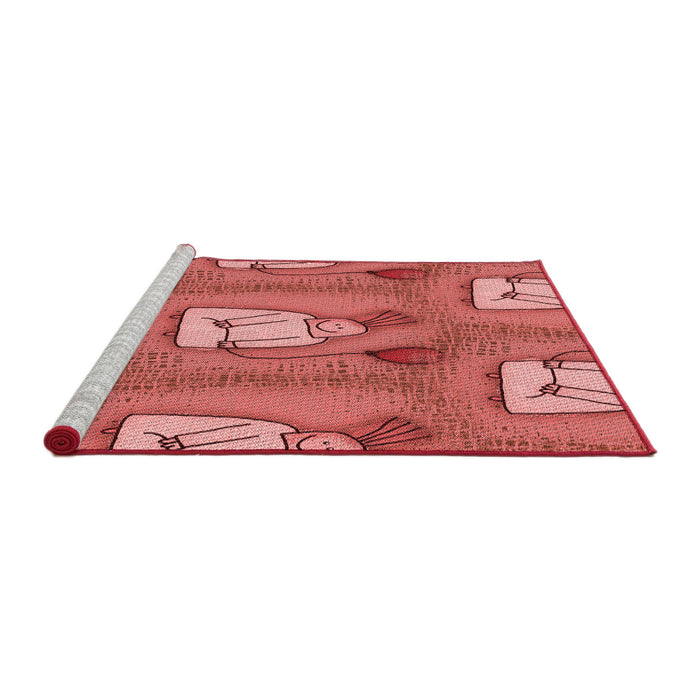 Sideview of Machine Washable Transitional Red Rug, wshpat3117rd