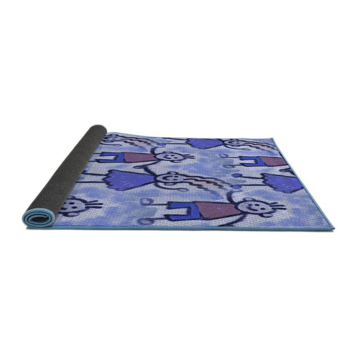 Thickness of Patterned Royal Blue Rug, pat3118blu